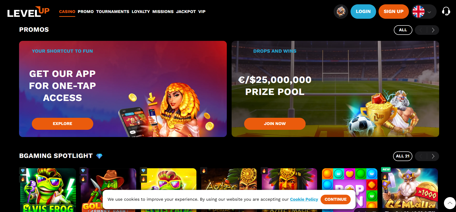 LevelUp Casino promotions